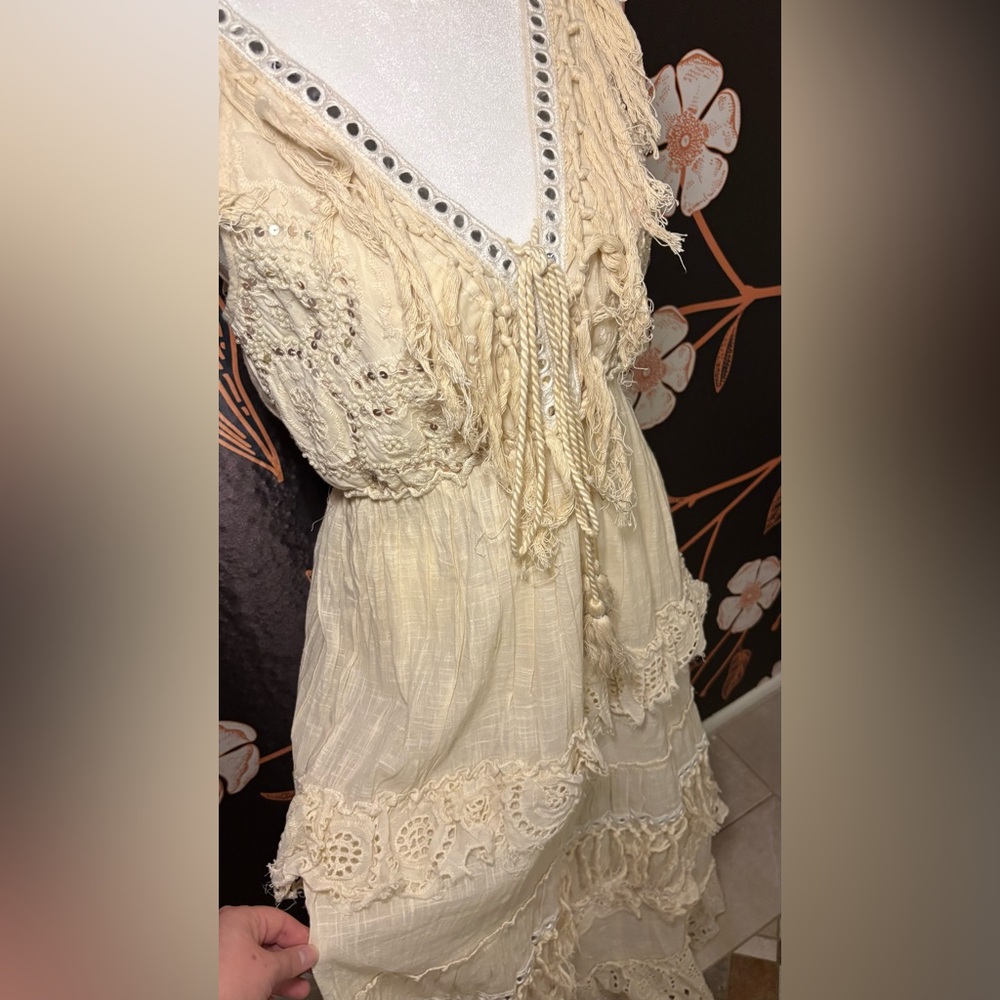 Boho Lace Maxi Dress — Cream - Picture 3 of 8
